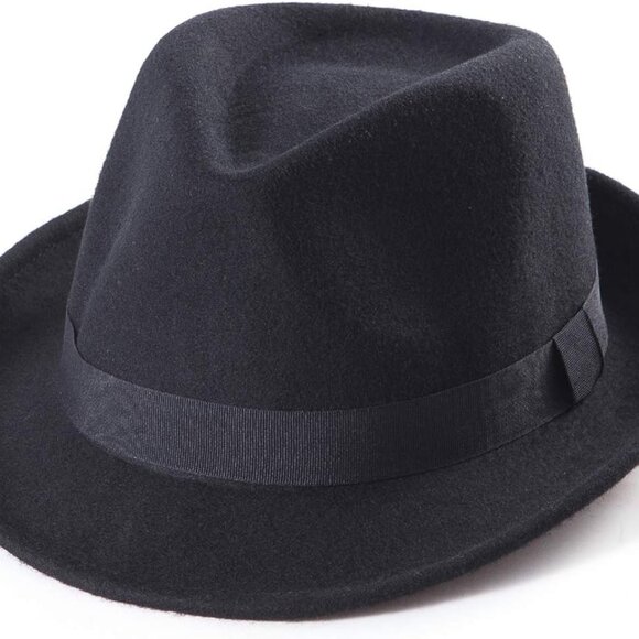 Straw Trilby Fedora Hat for Men 1920s Short Brim Wool Felt Panama Cap 7 1/4 - Picture 1 of 7